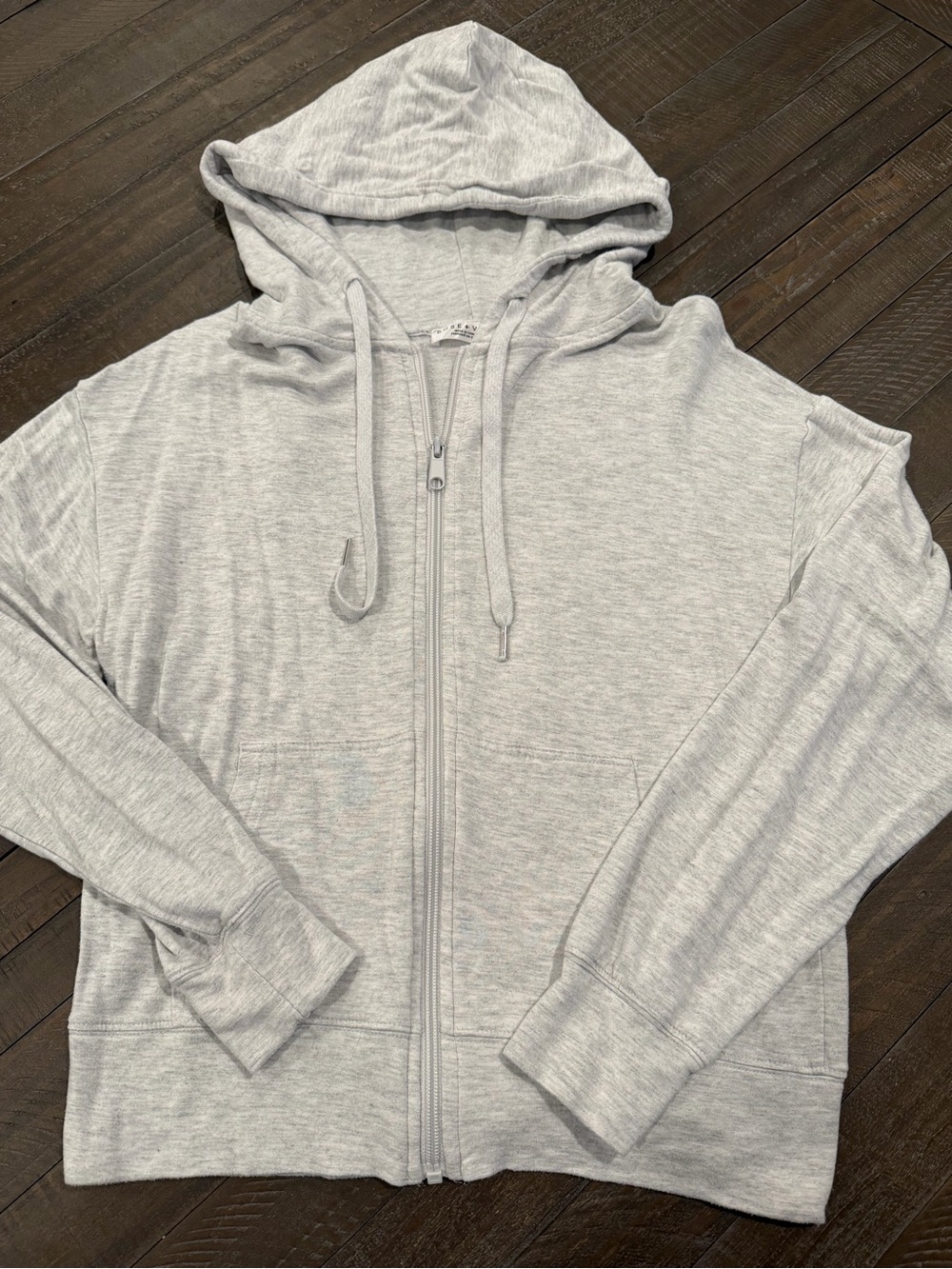 Light Gray Women's Full‑Zip Hoodie with Hood and Front Pockets